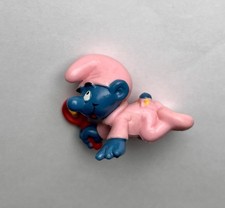 Schleich Babyschlumpf Smurf - Rosa mit Rassel - 1984 W. Berrie / Peyo - Sehr Gut