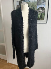 Comma tolle kuschelige lange Strickjacke schwarz grau Lurexgarn Gr. 38
