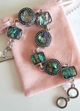 EDLES MUSCHEL ARMBAND 925 Silber Charm Zirkonia BETTEL ARMKETTE Armreif Anhänger