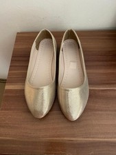 Damen Ballerinas Gold Flach