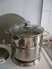 Casa Linga Edelstahl Kochtopf zum dünsten Sieb Einsatz und Glasdeckel 20 cm