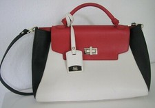 NAVYBOOT Wunderschöne Handtasche maritim Rot Blau Weiß Leder TOPZUSTAND!!!