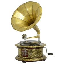 Grammophon rund Messing-Montur