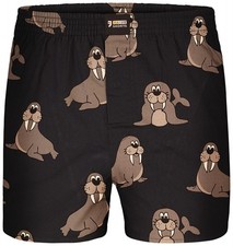 Happy Boxershorts Baumwolle Walrus Walross Lustiges Motiv Weiche Warm