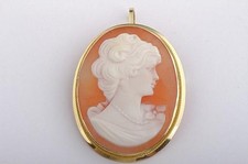 Gemmen Kamee Camee Anhänger Brosche 750 18kt Gelbgold neu .