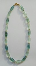 Collier 375er Gelbgold  grüne Fluorit Kette  Olive Edelstein-Schmuck