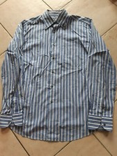 Hemd langarm Herren, Freizeit, Brusttasche, gestreift, blau/weiß/gold, Gr. 56