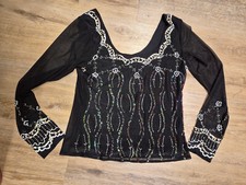 Perlmutt-Pailletten, Gr.38   Langarm Shirt Perlen  Oberteil   edel!!