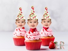 Personalisierte Foto Erdbeere Party Hut Cupcake Topper Geburtstag Party