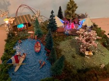 Diorama H0 Pfadfinder Zeltlager in Nähe FKK-Badesee viele Figuren, teils nackt!