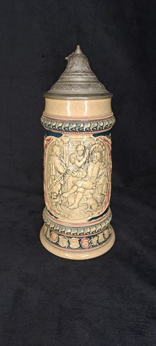 Alter bierkrug mit - mit, zinndeckel