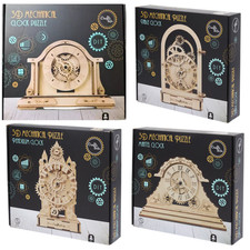 Holzbausatz Modellbau Holz Tisch Uhr als 3D Steckpuzzle Holzpuzzle 24x12,4x8,6cm