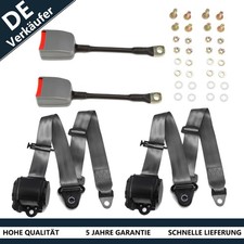 2x 3 Punkt Automatikgurt Sicherheitsgurt Universal Gurtpeitsche  E Prüfug Grau