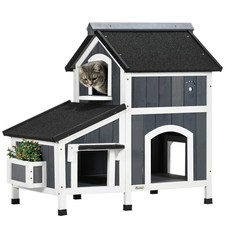 PawHut Holz Outdoor Katzenhaus