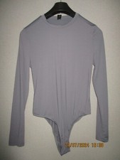 843. Damen- Body Langarm- Body Glanz  Gr. XL / 44 ( lt. Etikett ) grau Neuw. #