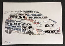 2018 BTCC Fahrer / Teams / Autos erstellt mit farbiger Wortkunst ~ A4 Poster