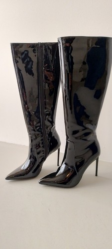 Schwarze lack high heel - heel, boots