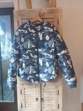 Winterjacke Marke Puma Größe L Muster Camouflage Blau Weiß Reißverschluss Daunen