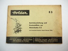 Holder E3 Motorhacke Betriebsanleitung Ersatzteilliste 1965