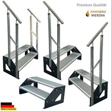Außen-Treppe Anthrazit Freistehend 2 Stufen & Geländer Verzinkt Breite 60-140cm