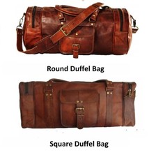 2 Runde Squire Tasche Leder Reisetasche Herren Reise Fitness Gepäck Echt Brau...
