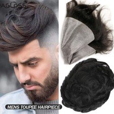 V-Typ Herren-Perücke Männer Toupee Haarteile 100% Echthaar Forehead PU Basis 9A