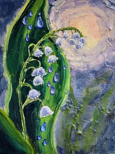 Maiglöckchen ölbild 15x20 - Ölbild, cm