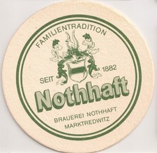 Brauerei Nothhaft, Marktredwitz - alter Bierdeckel "Familientradition seit 1882"