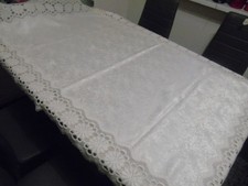Tischdecke Plauener Spitze Polyester benutzt guter Zustand 110 x 160 cm