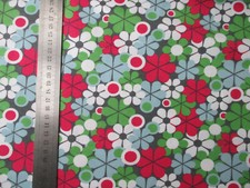 Reststück 1m Baumwoll-Jersey Retroblumen