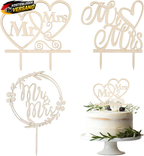 Hochzeitstorte deko holz 3er - deko,