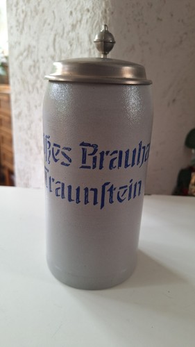 Bierkrug mit zinndeckel - bierkrug,