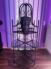 Großes Blumenregal aus Metall + Buddha-Pflanzgefäß + Wasserbrunnen mit LED Licht