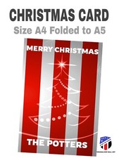 Weihnachtskarte Stoke Style Fußball Glanz Größe A4 gefaltet auf A5 Umschlag inkl