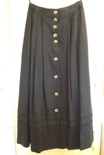 Alphorn Trachtenrock langer Rock  Leinen schwarz geknöpft NEUWERTIG Größe 38 /19