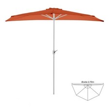 Balkon Sonnenschirm halbrund terracotta 2,7m Polyester 160g/m² Höhe 2,35m Kurbel