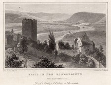 Miltenberg Main Original Stahlstich Riegel 1850