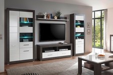 Wohnwand Anbauwand Schrankwand Etero 315cm dark concret weiß Hochglanz 17923641