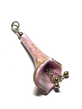 Gr. 925 Silber vergoldet  Anhänger Murano Glas Calla Handarbeit wie neu L 6,8 cm
