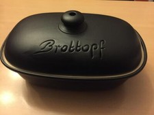 Brottopf mit Deckel Schwarz Keramik Steingut Steinzeug Brot Topf Brotbacken NEU