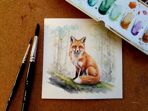 Aquarell fuchs wald - im,