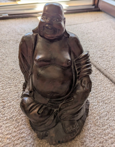 Sitzende buddha figur braun - sitzende, buddha-figur