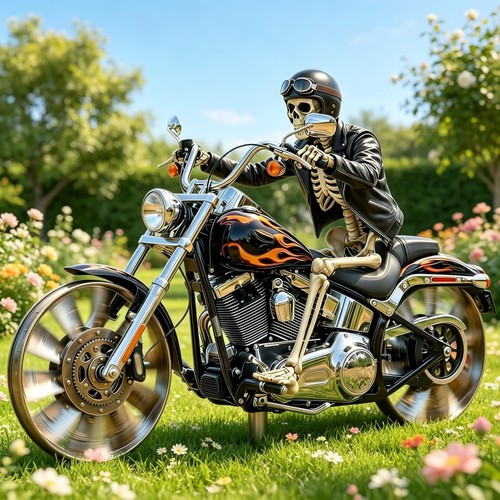 Skelett motorrad windspiel - skelett-motorrad,