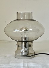 Nettelhoff Tischleuchte Rauchglas Mid Century Design Glas Lampe 70er Vintage