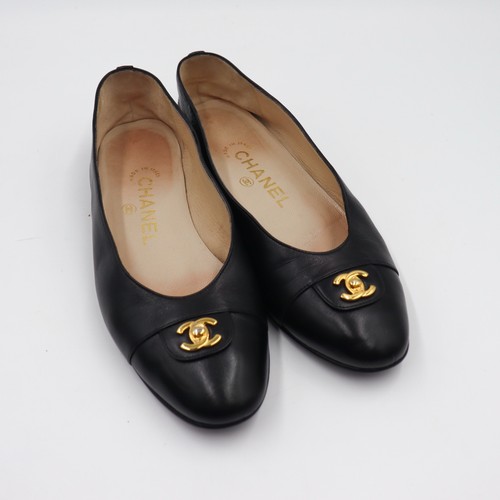 Chanel ballerina schwarz leder - chanel,