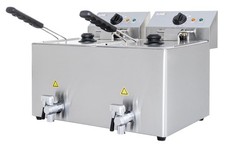 Gastro Edelstahl Fritteuse Friteuse Fritöse 8 + 8 Liter 230 V Ablaufhahn NEU