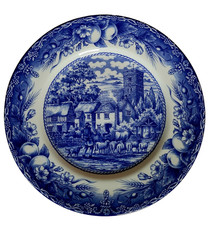 Teller Royal Stafford, The Herdsman, blau, 28 cm Keramik/Porzellan, Vintage