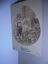 AK Fröh.Ostern! Junge,Schäfchen,Boller,Leiterwagen,Mauer,Pflanzen gel.26.3.10