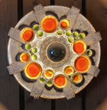 WANDLAMPE LEUCHTE KERAMIK 60-70er Jahre Vintage Space Age 32 cm Durchm.