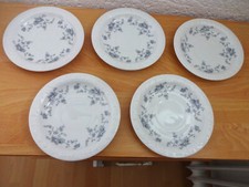 Rosenthal Maria classic Rose  Blumenranke blau-grau  5 Untertassen / Unterteller